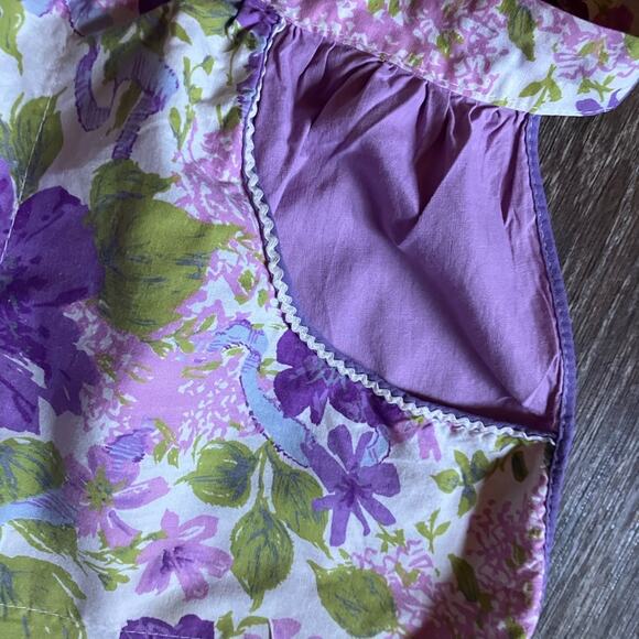 Floral Apron in Purple and Green handmade vintage - Picture 7 of 8
